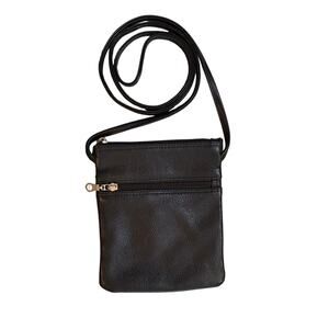 Paul & Taylor USA Vintage Black Leather Crossbody Bag, Silver Hardware